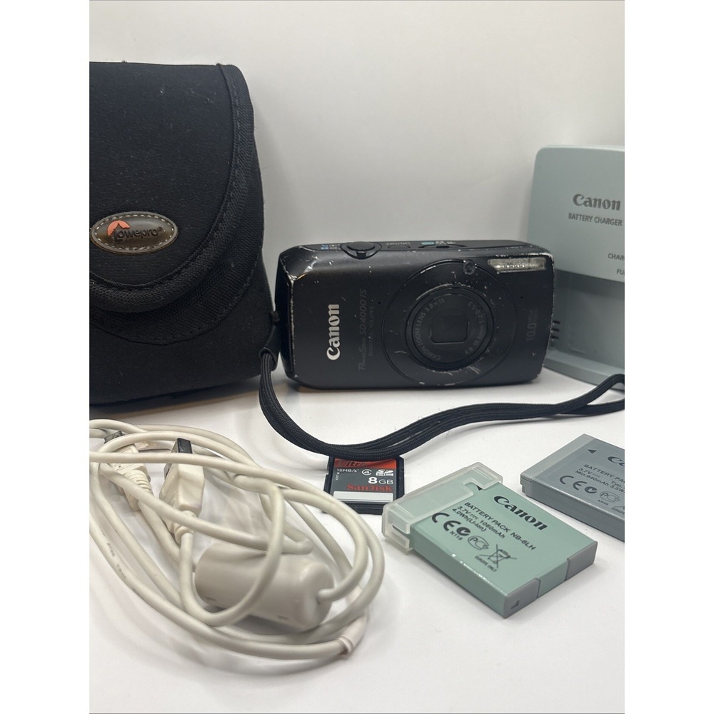 Canon PowerShot SD 4000 IS Digital ELPH 10MP Black Digital Camera Bundle Tested - Picture 2 of 16